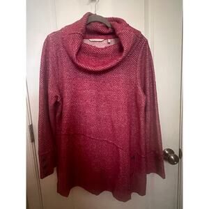 SOFT SURROUNDINGS TEXTURED BURGUNDY COWL NECK XL LONG SLEEVE PULLOVER SWEATER